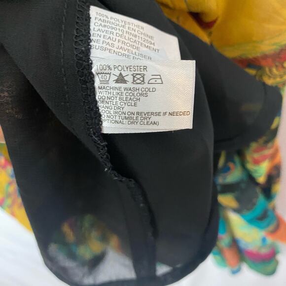 Anne Giorgio Colorful Abstract Midi Dress Women's V-Neck Sleeveless L48" x P2P9" - Picture 5 of 11